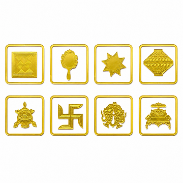 ashtamangala Golden Acrylic cutout (Size-2 inch)