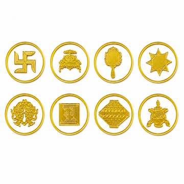 ashtamangala Golden Acrylic cutout (Size-2 inch)