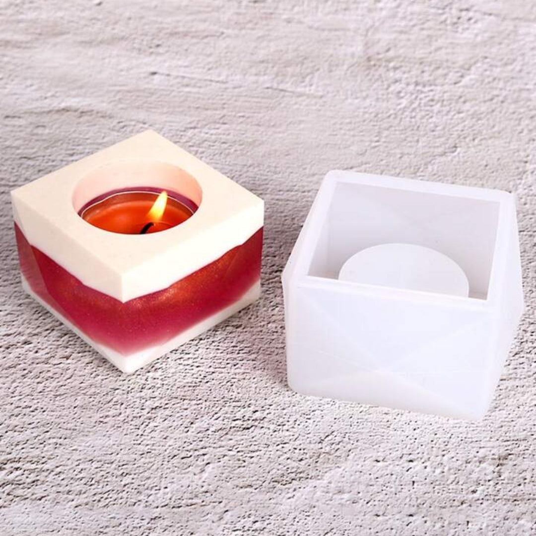 Diamond Cut Square T-light Holder Mold [Imported]