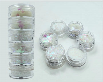 6 in 1 Glitter and Chunk Combo Set - Holographic White
