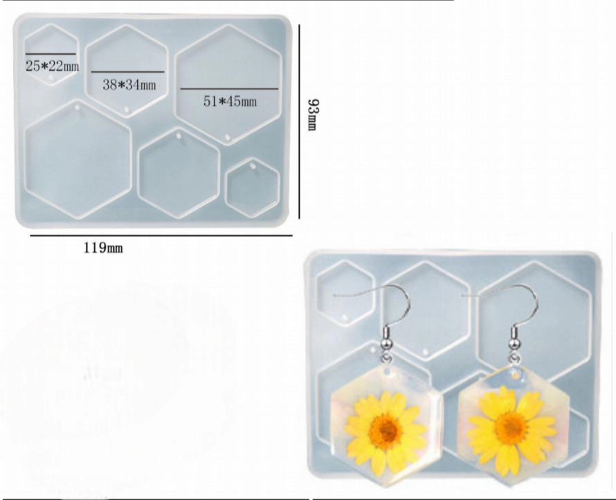 6 in 1 Hexagon Jewellery and Keychain Mold [IMPORTED]