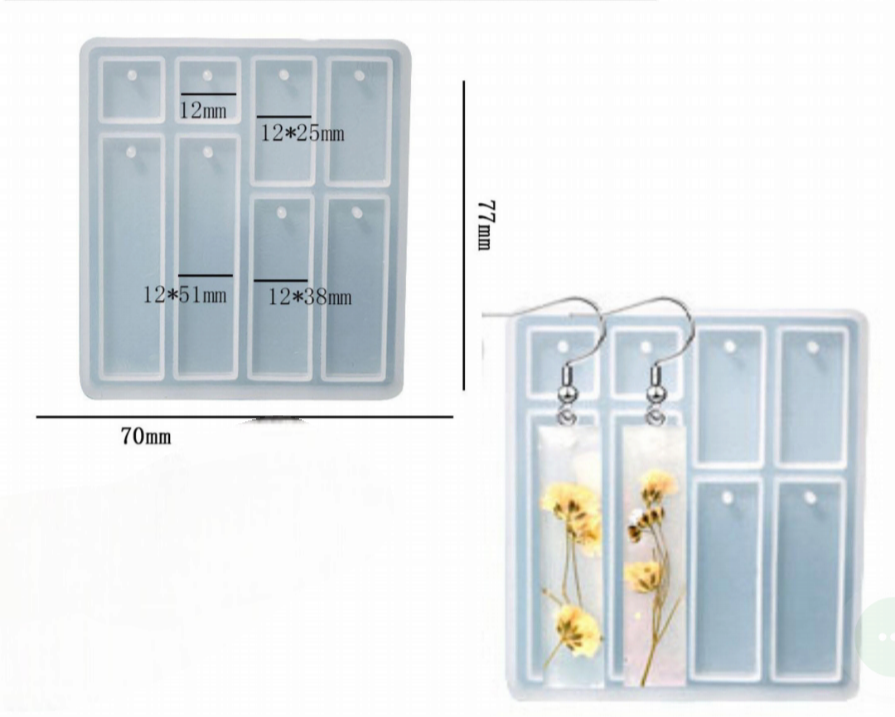 6 in 1 Long Rectangle Jewellery and Keychain Mold [IMPORTED]