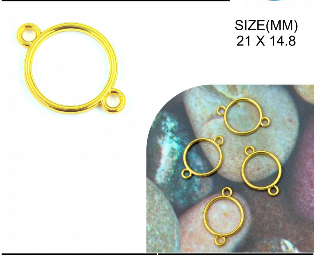 Gold Round with 2 Hole Bezzel (set of 5)