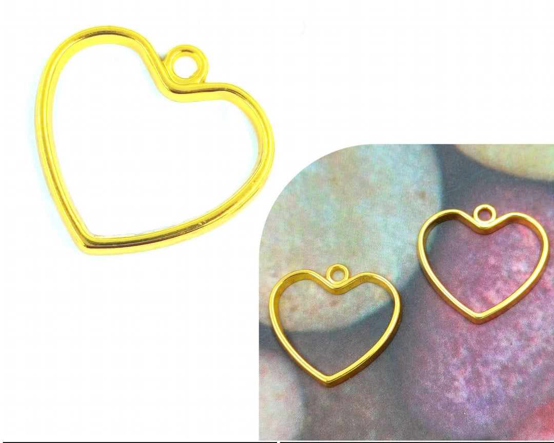 Gold Small Heart Pendant Bezzel (set of 5)
