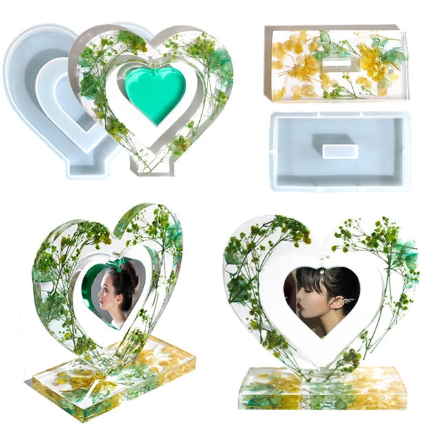 2 Pcs Heart Center Hanging Shaped Photo Frame [IMPORTED]