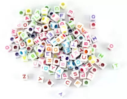 Alphabeads white square – 100 gram