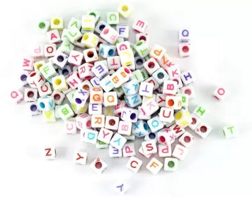 Alphabeads white square – 100 gram