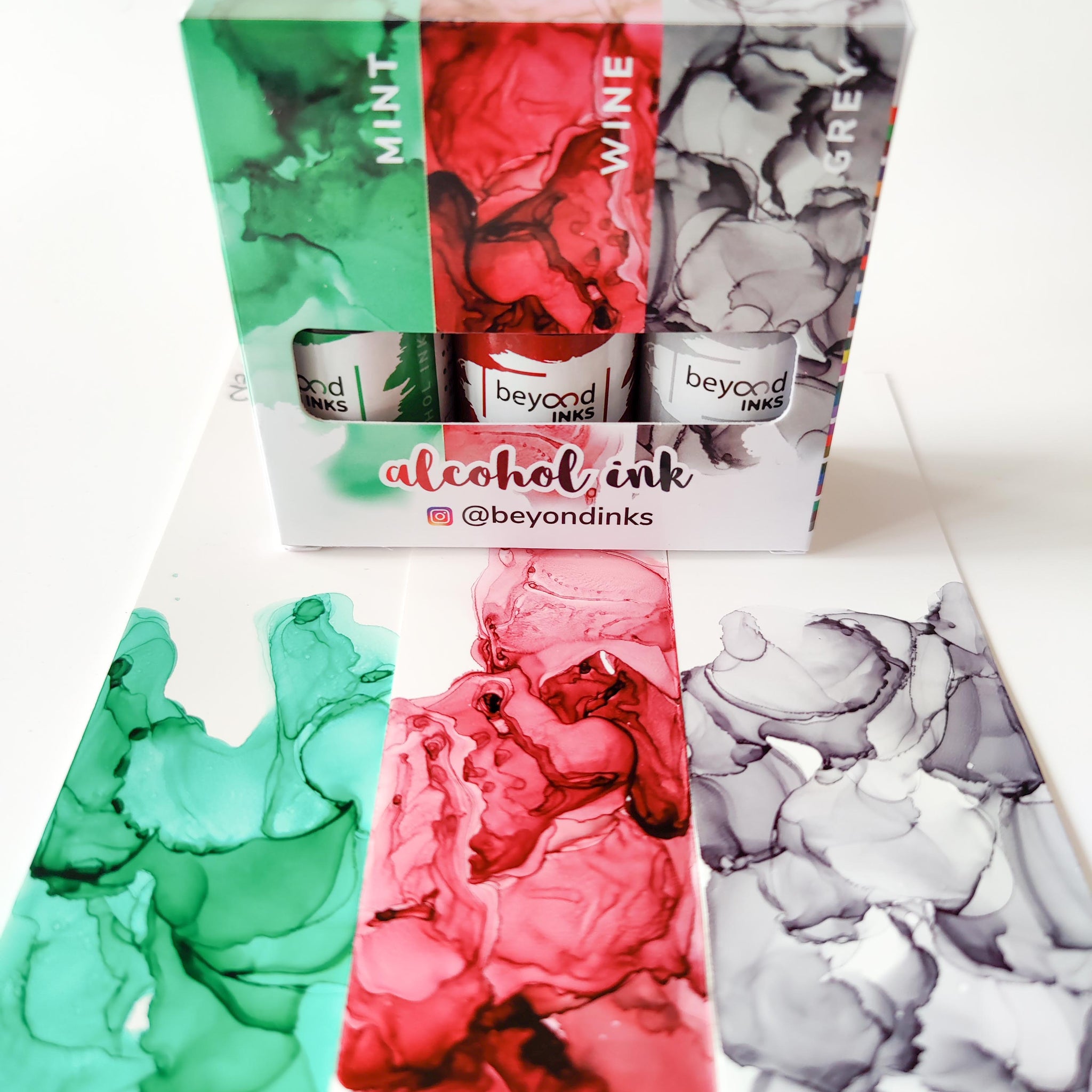 Alcohol Ink Pack #9 (Keto Version) - Mint, Wine & Grey