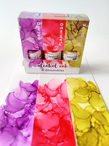 Alcohol Ink Pack #7 (Keto Version) - Orchid, Flamingo & Olive