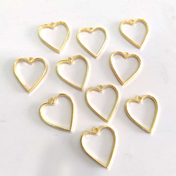 Gold Heart Open  Bezzel (set of 5)